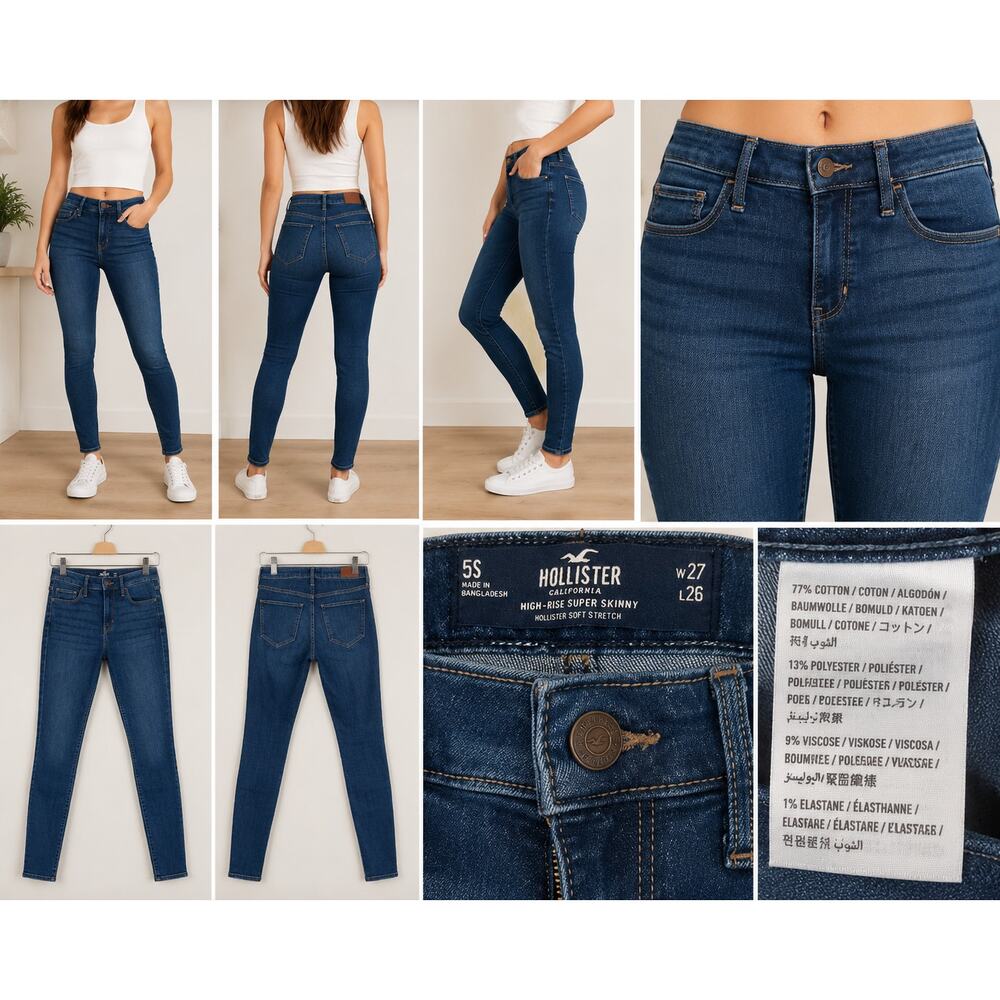 Hollister High Rise Super Skinny Jeans Women 5S W27 L26 Dark Wash Stretch Denim